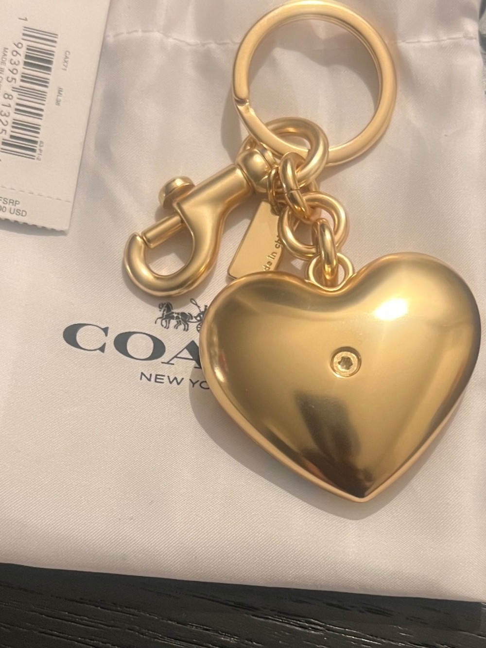 Coach Heart Keychain/Bag Charm (includes branded Coach dust bag) - Picture 7 of 7
